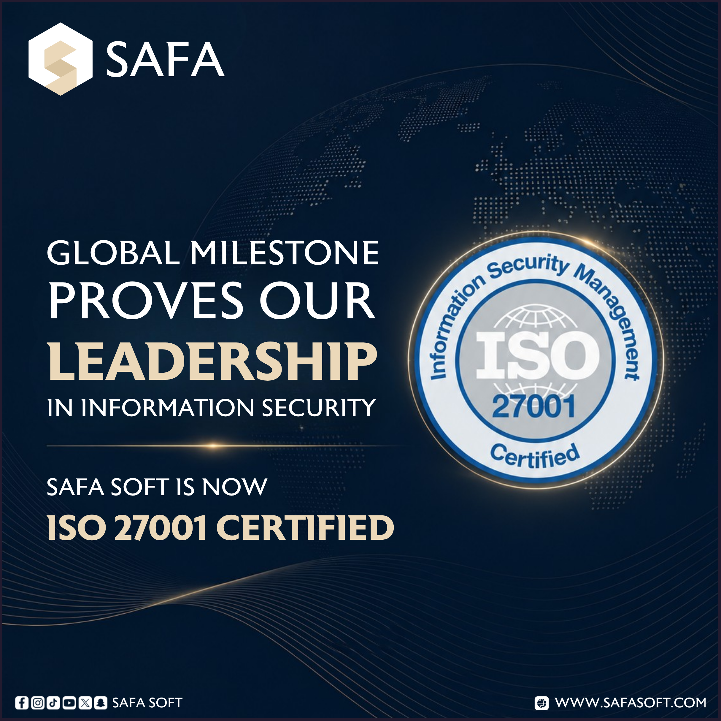 Safa Soft Achieves ISO/IEC 27001:2022 Certification, Strengthening Information Security and Customer Trust